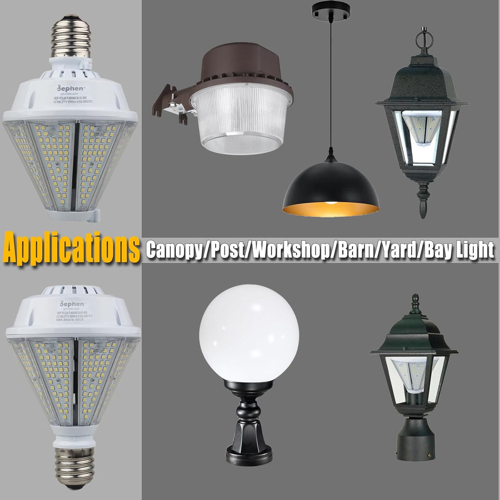 80W LED Post Top Bulb, Removable E26&E39 Mogul Base Corn Light