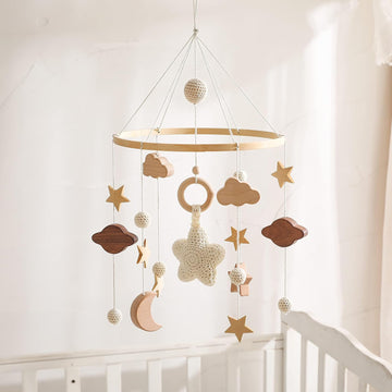 Boho Baby Crib Mobile for Boys and Girls, Stars, Clouds, Moon