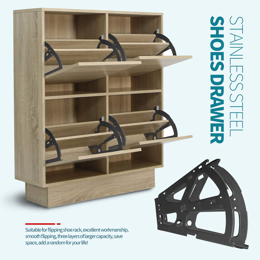 2 Layers Shoes Drawer Cabinet Hinges Flip Frames, Black, 1 Pair