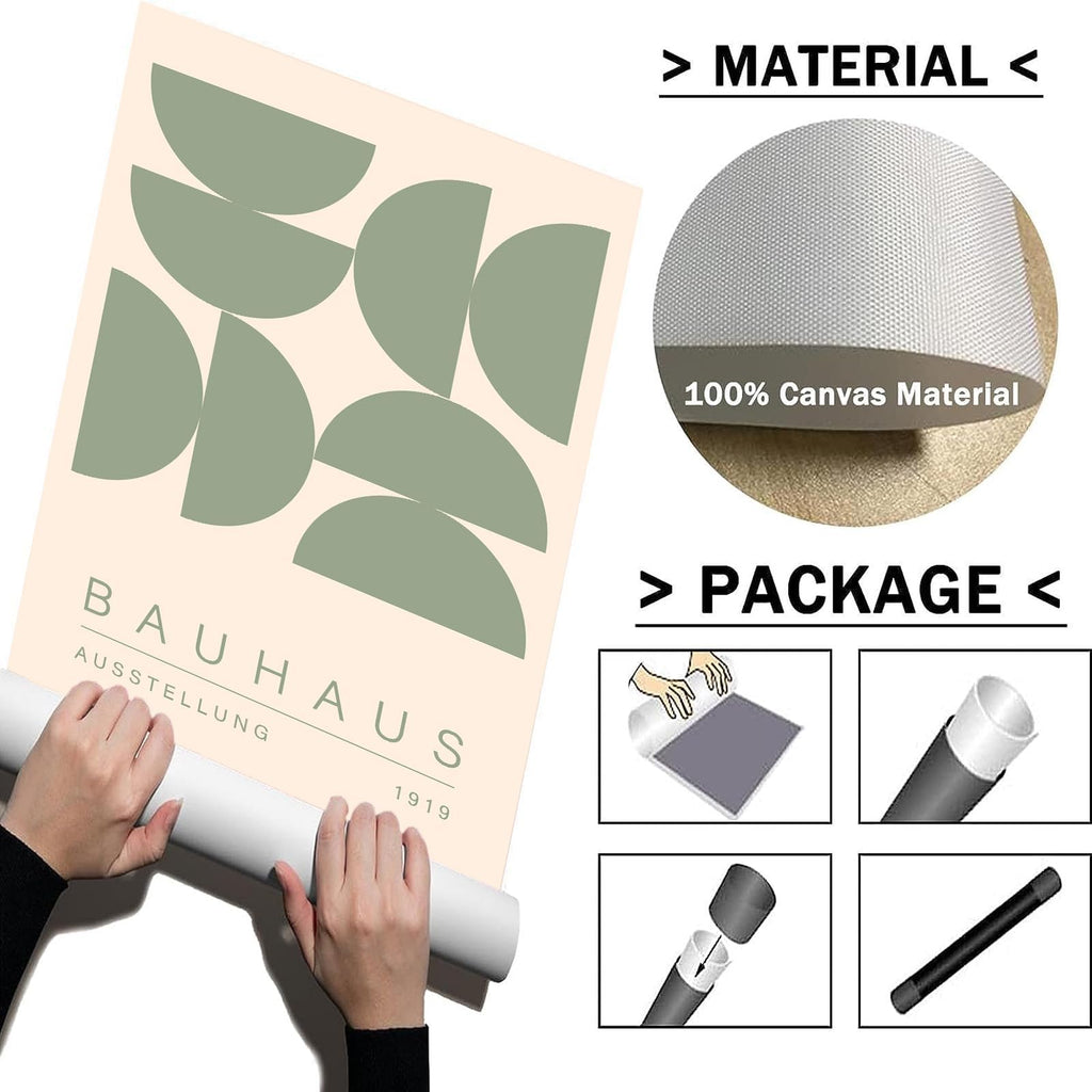 Geometric Line Wall Art Bauhaus 1923 Poster Sage Green Abstract Paintings Mid Century Modern Artwork Bauhaus