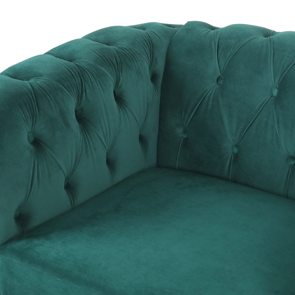 Velvet Chesterfield Chair, Mid-Century Modern Single Sofa Chair with Button Tufted Backrest and Nailhead Decor