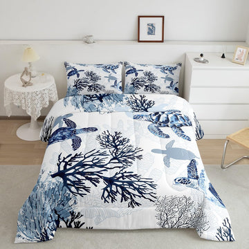 Hawaiian Turtle Bedding Set Retro Sea Turtle Comforter