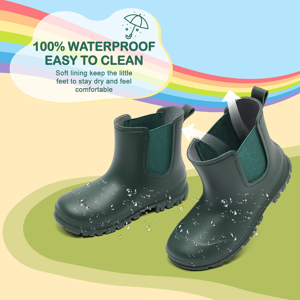 Kids Rain Boots for Girls Boys, Waterproof Rubber Chelsea boots