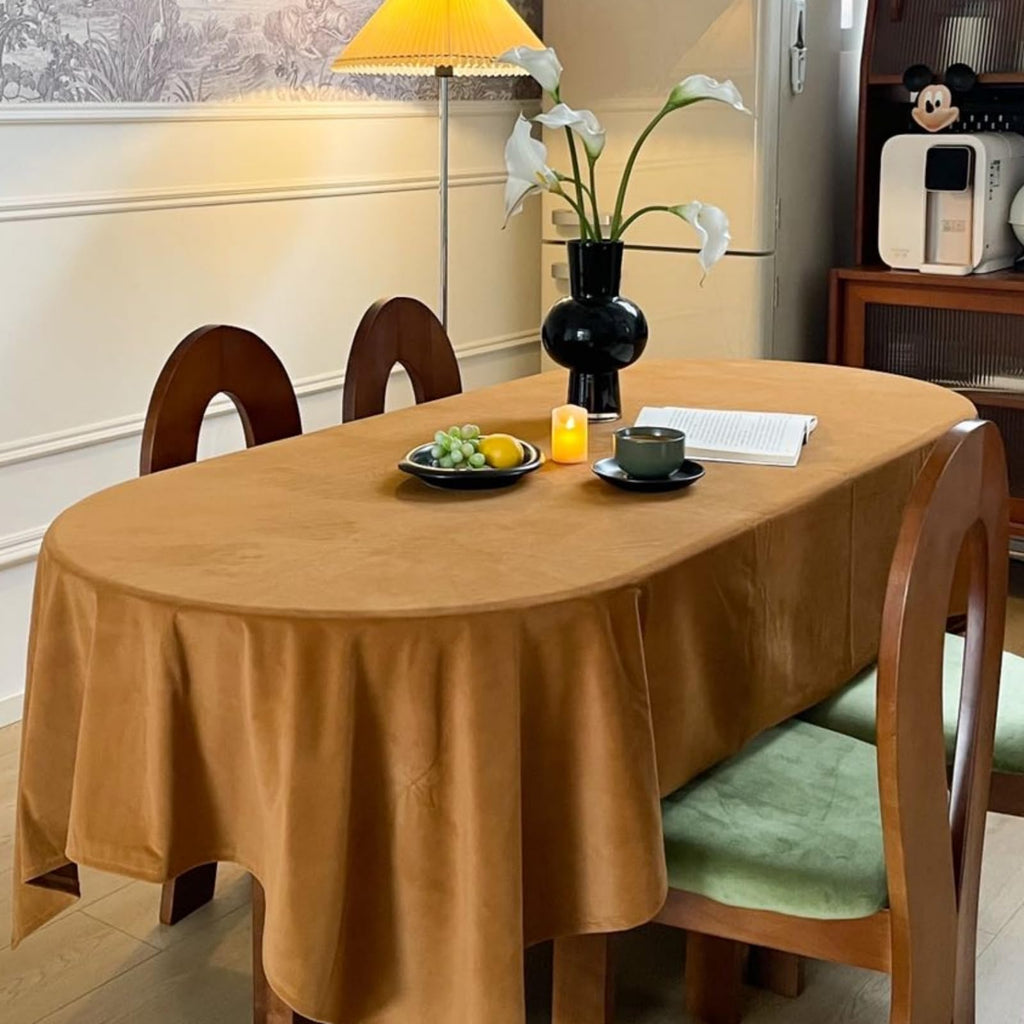 French Rectangle Tablecloth, Luxurious Wool Velvet Waterproof Table Cloth, Washable Large Table Cover Dining Party