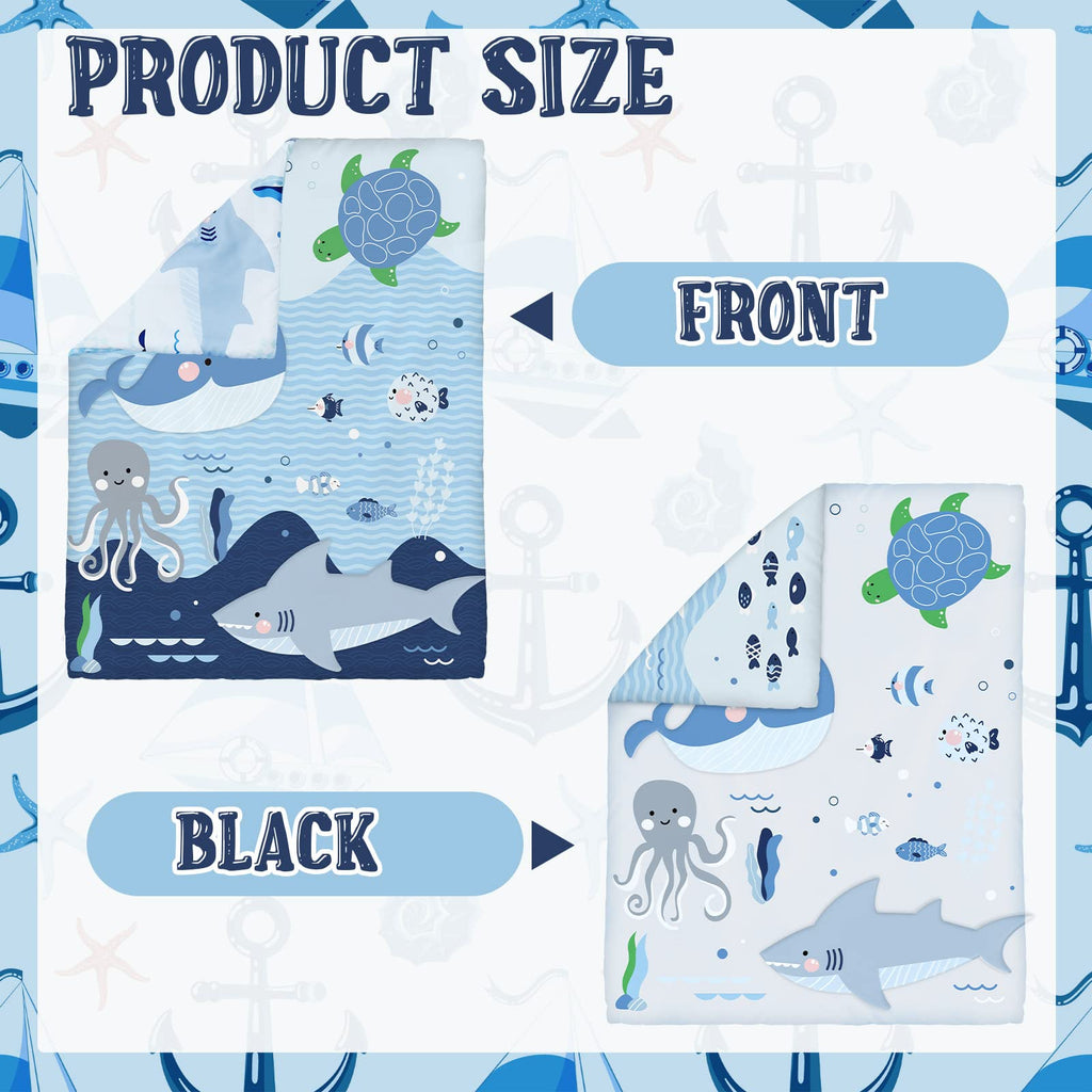 4 Pieces Baby Crib Bedding Set, Standard Nursery Size Soft, Whale