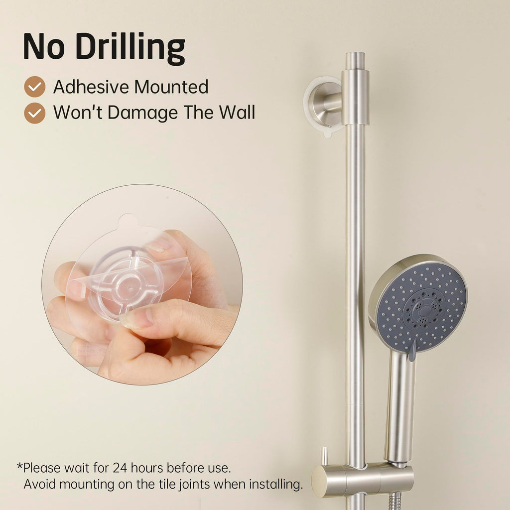No Drill 30-Inch Shower Slide Bar with Adjustable Handheld Shower Head Holder, Self Adhesive, Universal Fit, 18/8