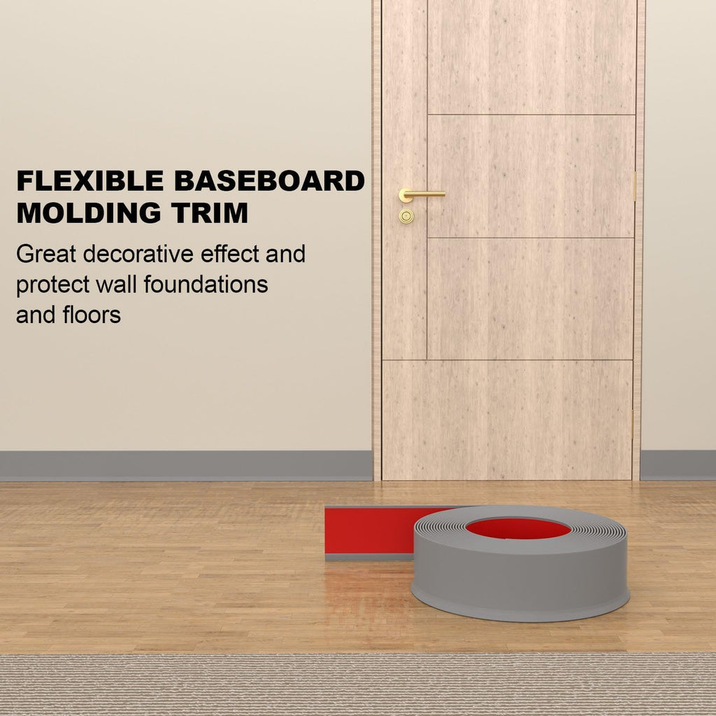 Peel and Stick Baseboard Trim, 4 Inch Rubber Baseboard Vinyl Wall Base, Flexible Baseboard Molding Trim, Adhesive