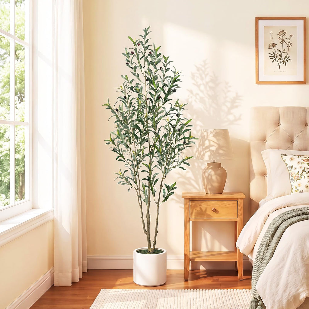 6FT Olive Trees Artificial Indoor with White Planter