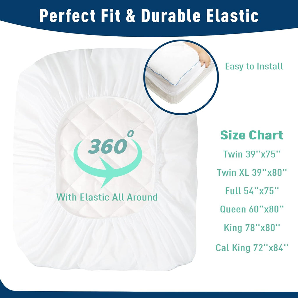Queen Mattress Pad Topper Cotton, 8-22"Deep Pocket, Ultra Loft | 500GSM Down Alternative Pillow Top, Quilted Fitted