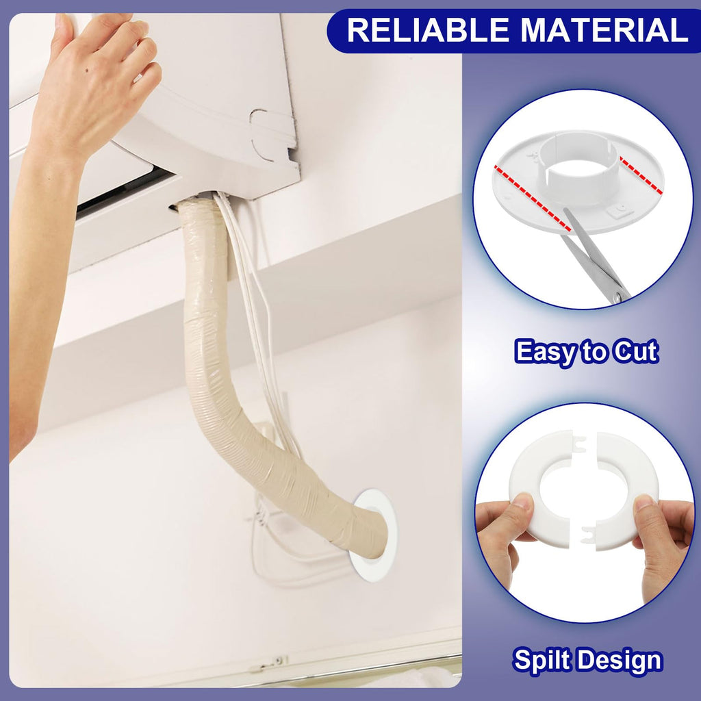 Wall Split Flange 2.01" (51mm), 2 Pcs Round Detachable Escutcheon Plate Buckles Water Pipe Cover Bathroom Air