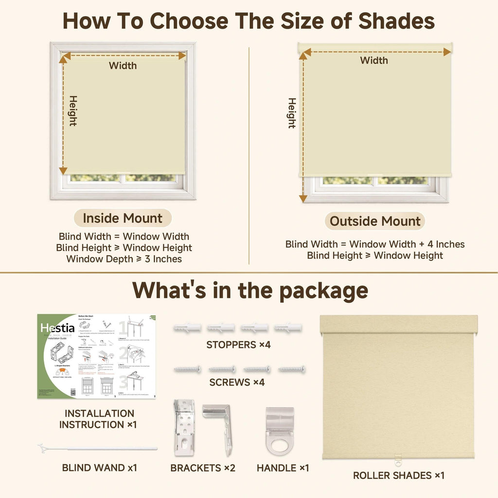 Cordless Blackout Roller Shades, Cream