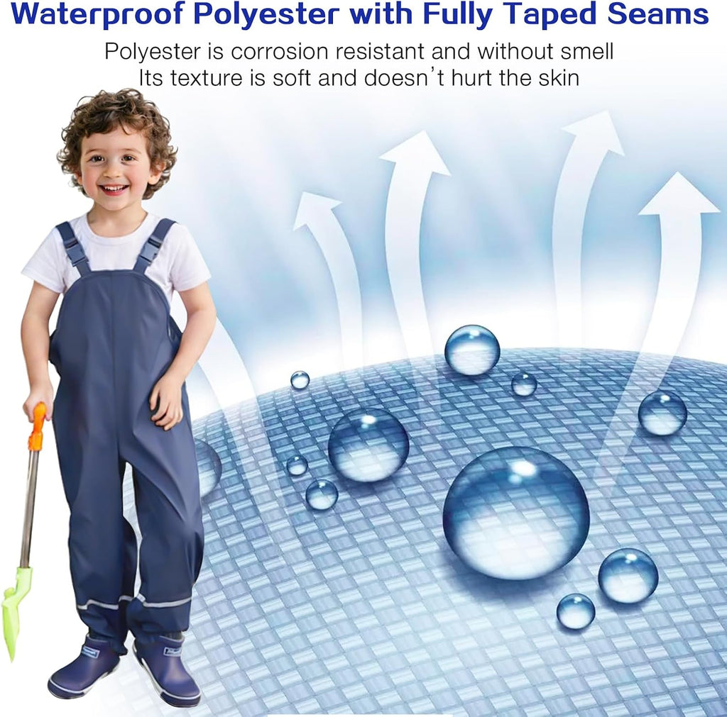 Rain Pants Kids, Toddler Boy Overalls Waterproof Bib Suspender Fishing Pant