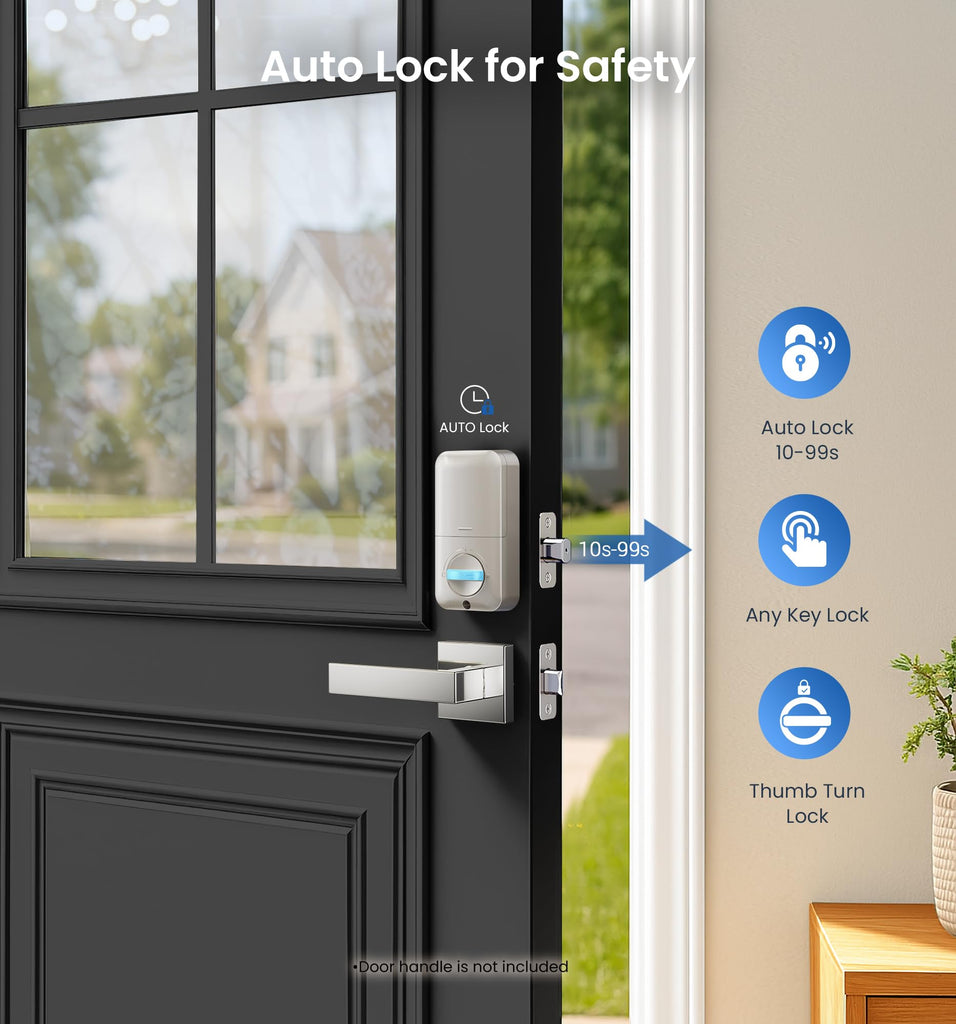 Fingerprint Door Lock, Keypad Deadbolt, Satin Nickel