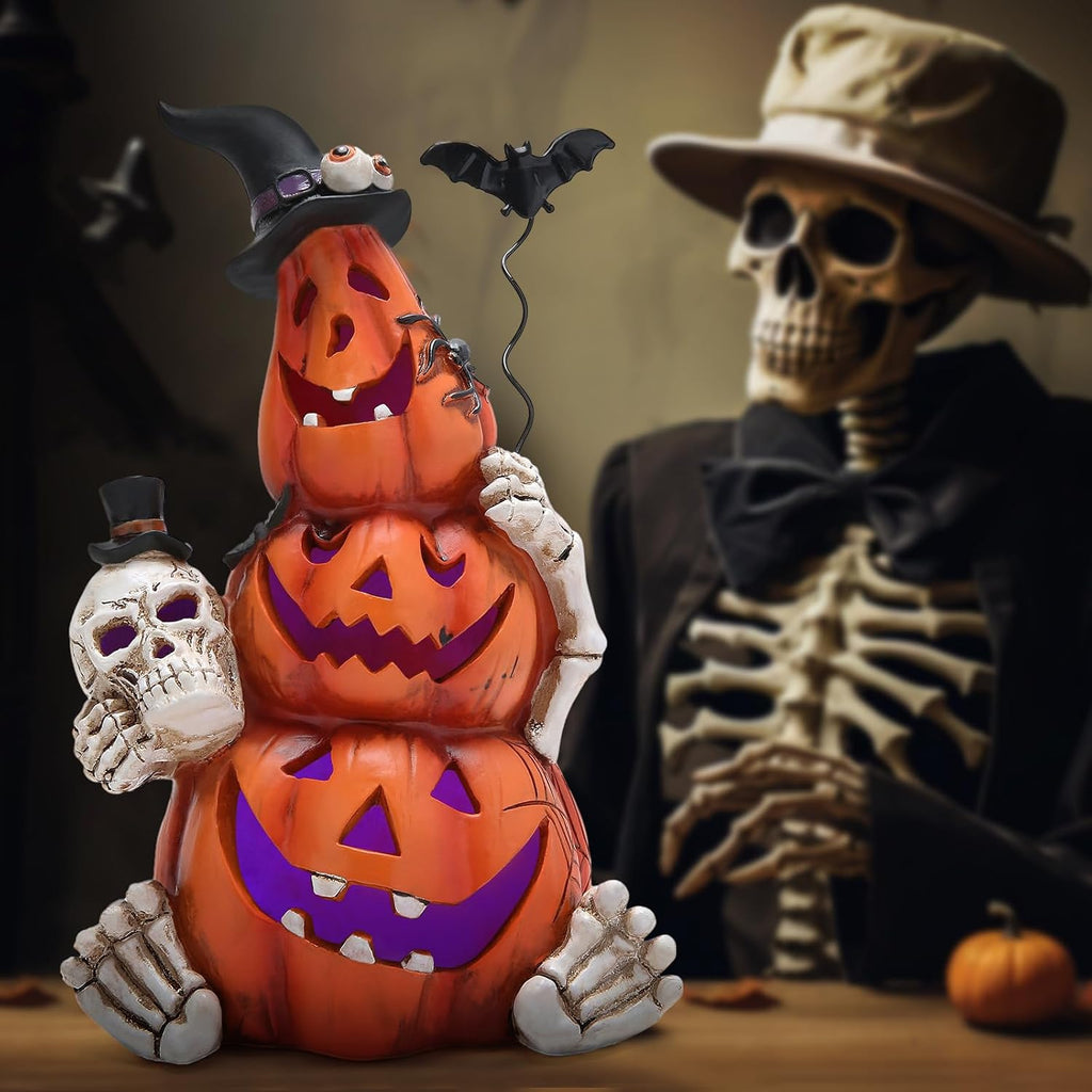 Halloween Pumpkin Decor with Light, Fall Pumpkin Ornaments Indoor