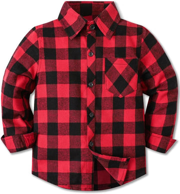 Boys Long Sleeve Flannel Plaid Shirt Button Down Shirts