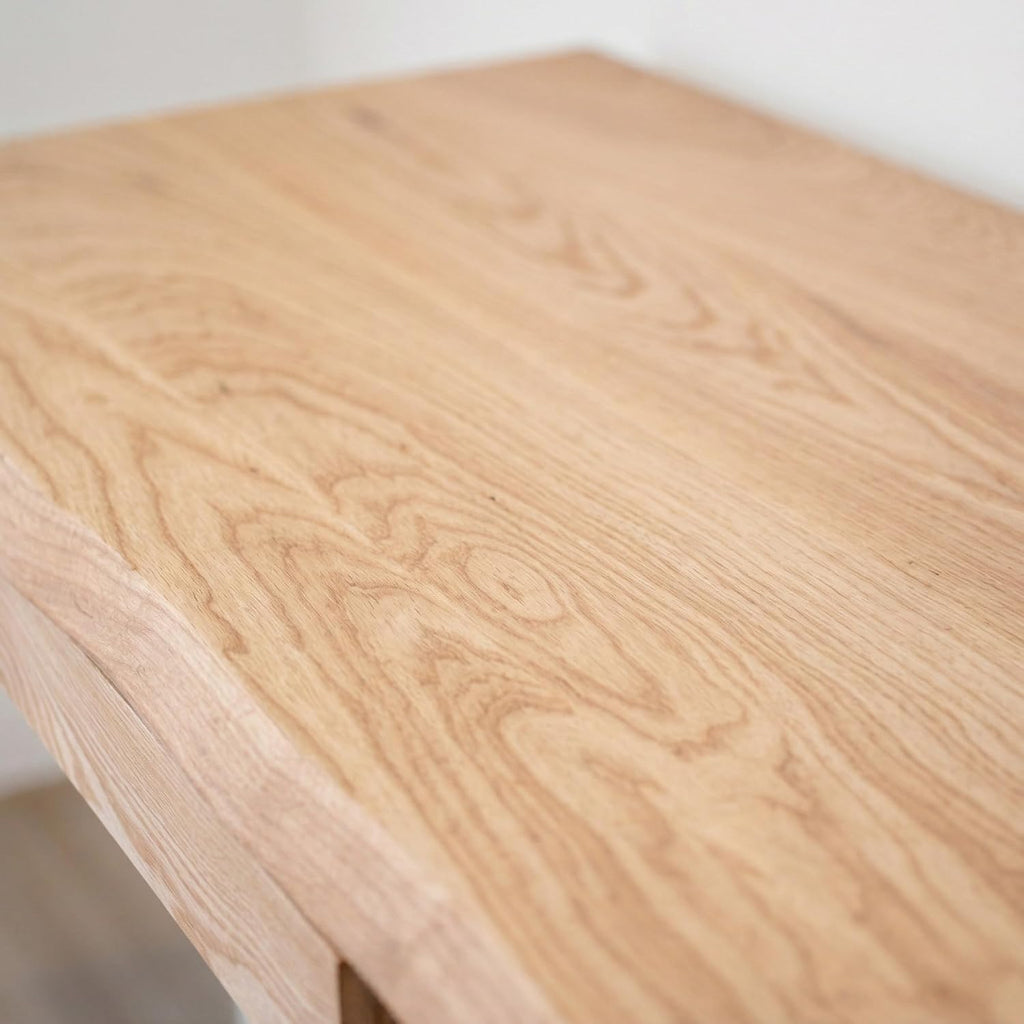 White Oak Solid Wood Standing Desk with Drawer, 60x27 | Live Edge Sit Stand Desk with Electric Adjustable Height Dual