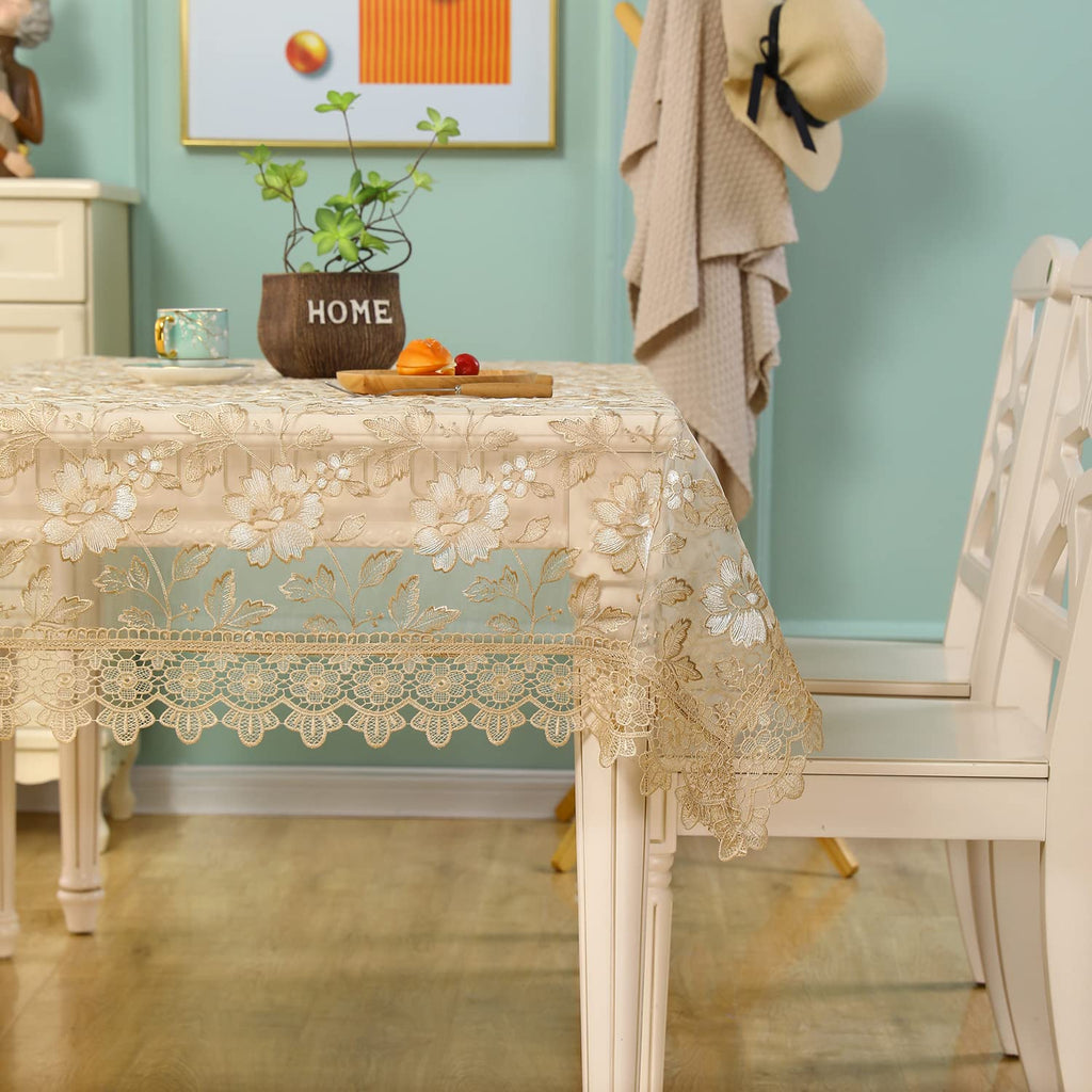 Table Clothes for Rectangle Tables Flower Tablecloth Shabby Chic Embroidered Oblong Table Cover for