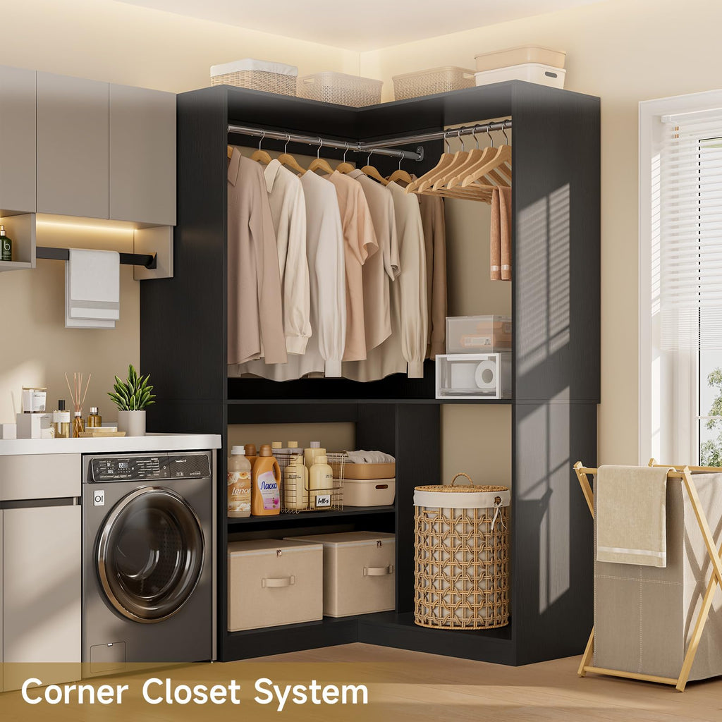 W5 Corner Closet System with Chrome-Plated Hanging Rods & Shelves