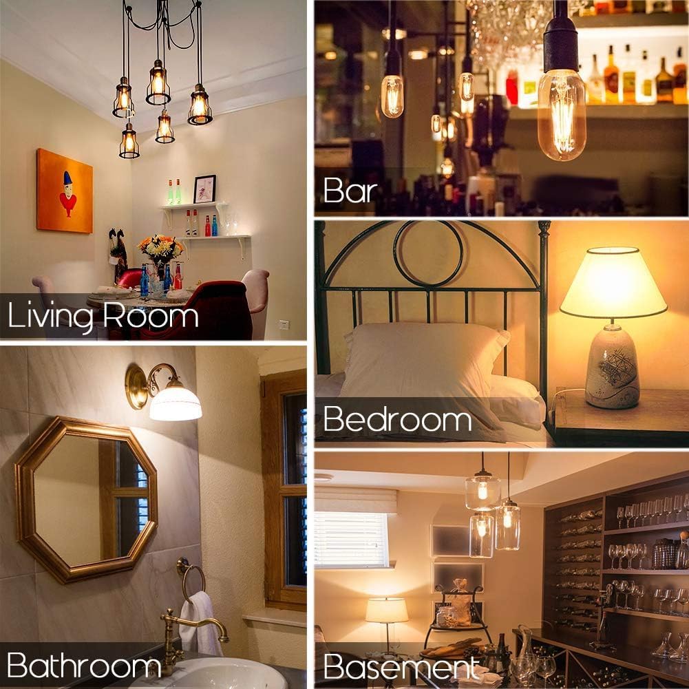 E26 Tubular LED Bulbs 4W Dimmable T10 Vintage Bulb 3000K Soft White