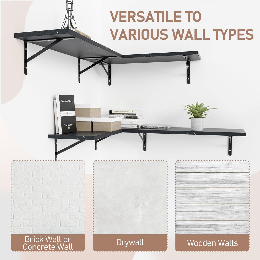 36 inch Long 10 inch Deep Floating Shelves for Wall Set of 2, Large Open Shelves Wall Mounted, Space Saving Home and