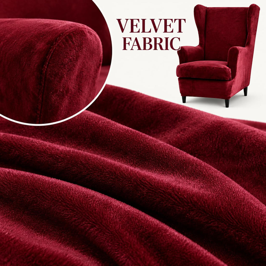 Velvet Wingback Chair Covers 2-Piece, Slipcovers