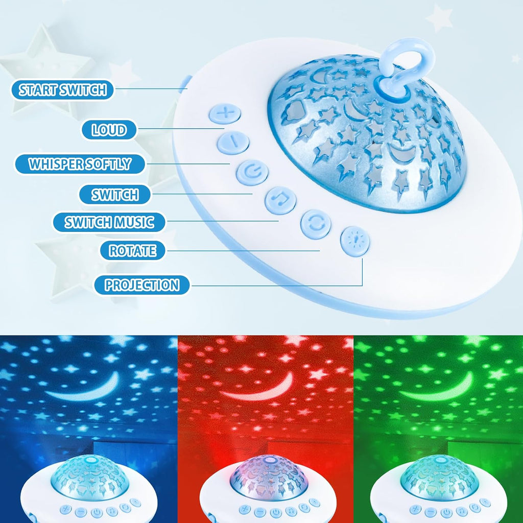Baby Crib Mobile with Music and Lights, Nursery Baby Mobile for Crib with Remote Control, Rotation, Starlight