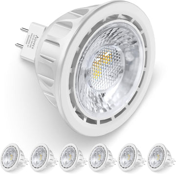 6 Pack Dimmable MR16 LED Bulbs, 12V 5W(50-Watt Equivalent), 3000K Warm White, GU5.3 Bi-Pin Base, 40-Degree, Indoor