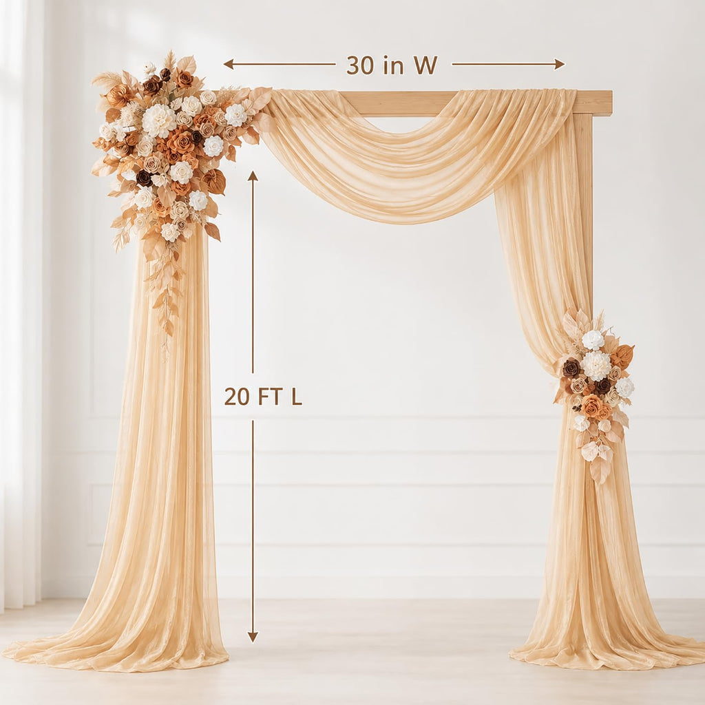 Wedding Arch Draping Fabric Chiffon Panel 30" x 20FT Champagne