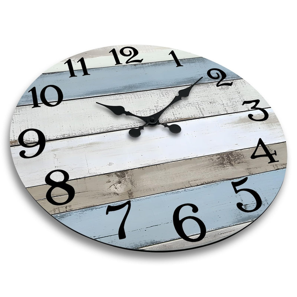 16 Inch Wall Clocks Battery Operated, Silent Non Ticking Wall Clock Wood, Coastal Country Design Rustic Wall Clocks