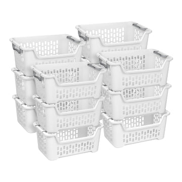 Stacking Laundry Basket, Plastic Clothes Hamper, 12-Pack
