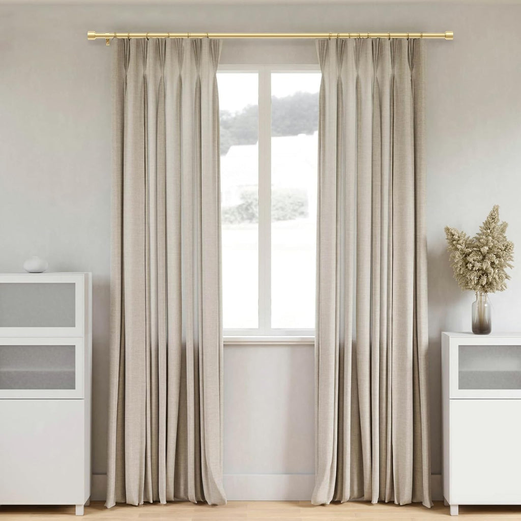 Gold Curtain Rods for Windows 48 to 84 Inch, 1 Inch Adjustable Heavy Duty Easy Install Curtain Rods Set (Gold, 30"-90")