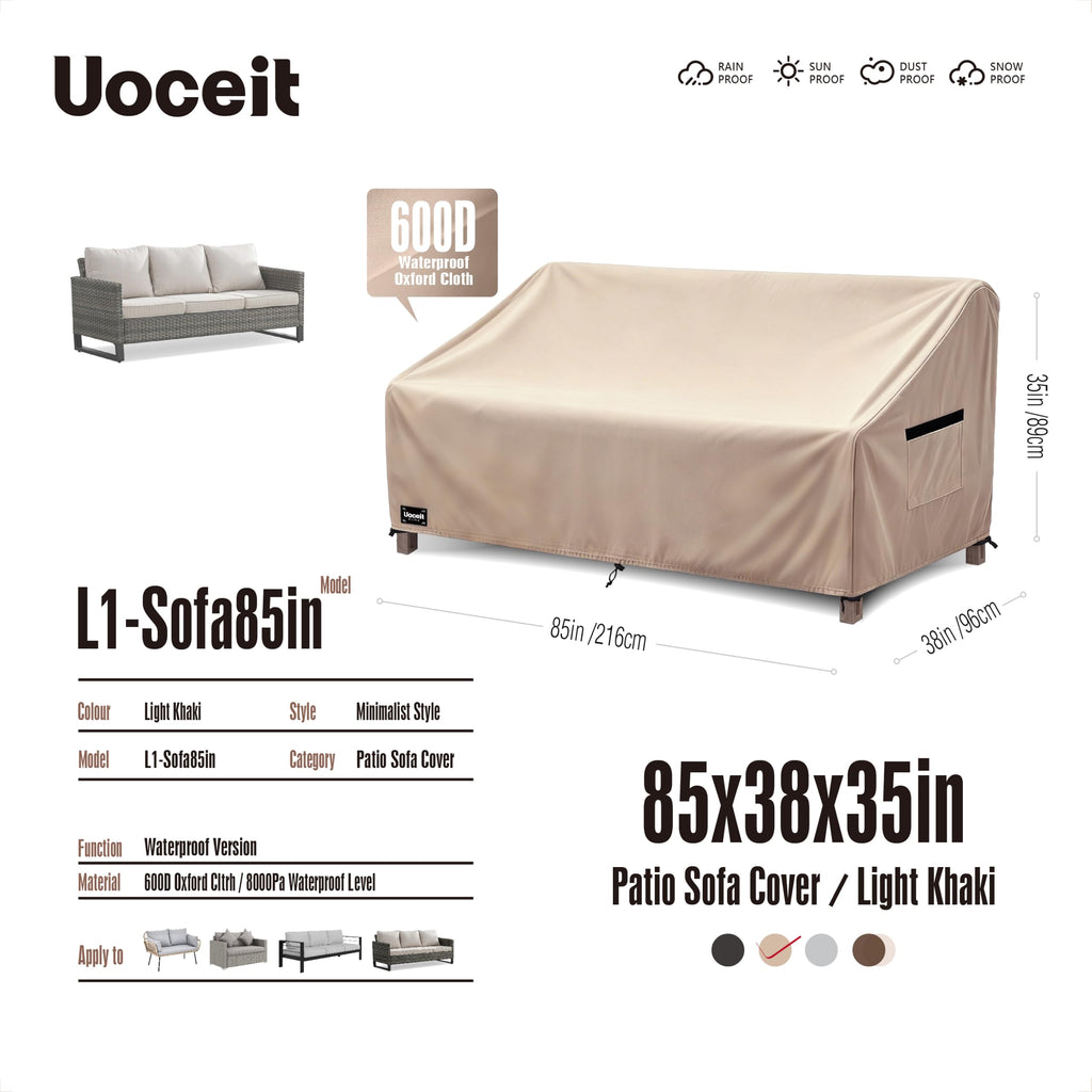 3-Seater Outdoor Couch Cover, 85Wx38Dx35H inches Outdoor Furniture Covers Waterproof, 100% Waterproof Heavy Duty Patio