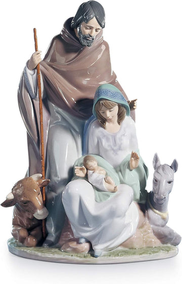 Joyful Event Nativity Figurine. Porcelain The Holy Family Figure.