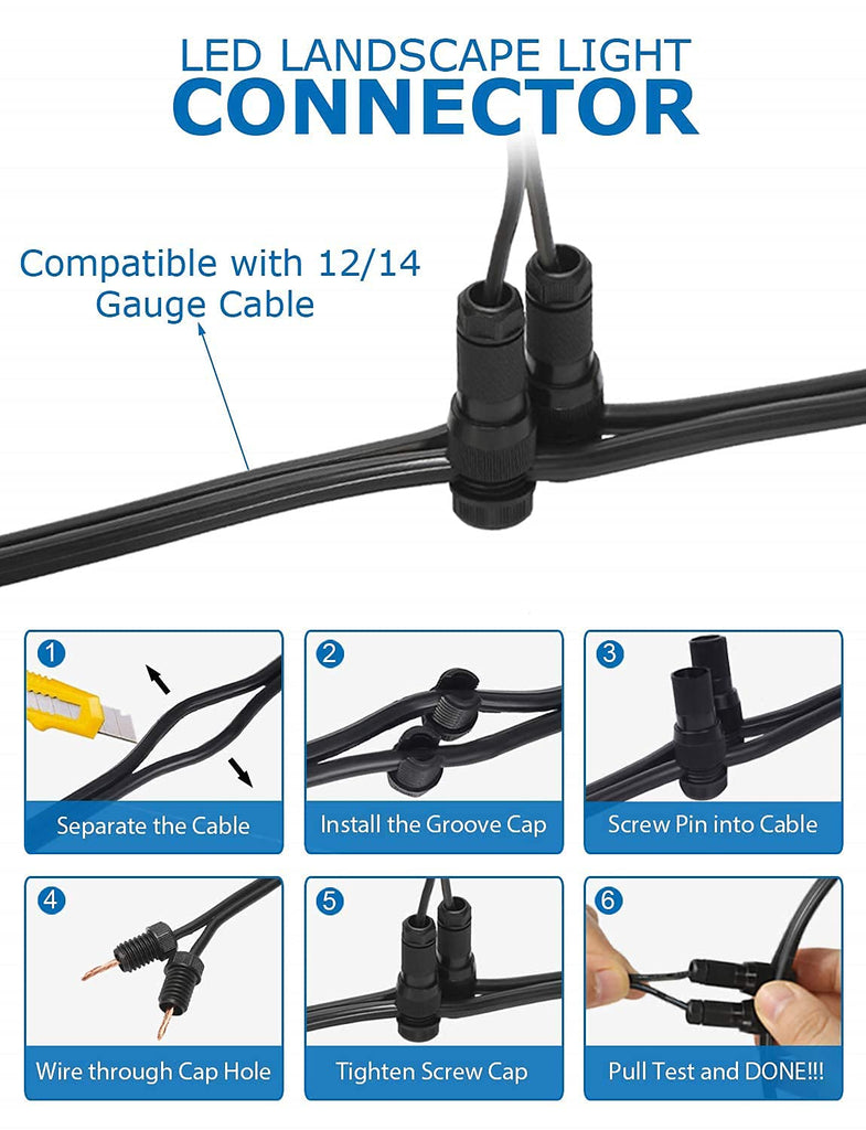 Low Voltage LED Landscape Lights with Spike Stand & Connector 12Pack