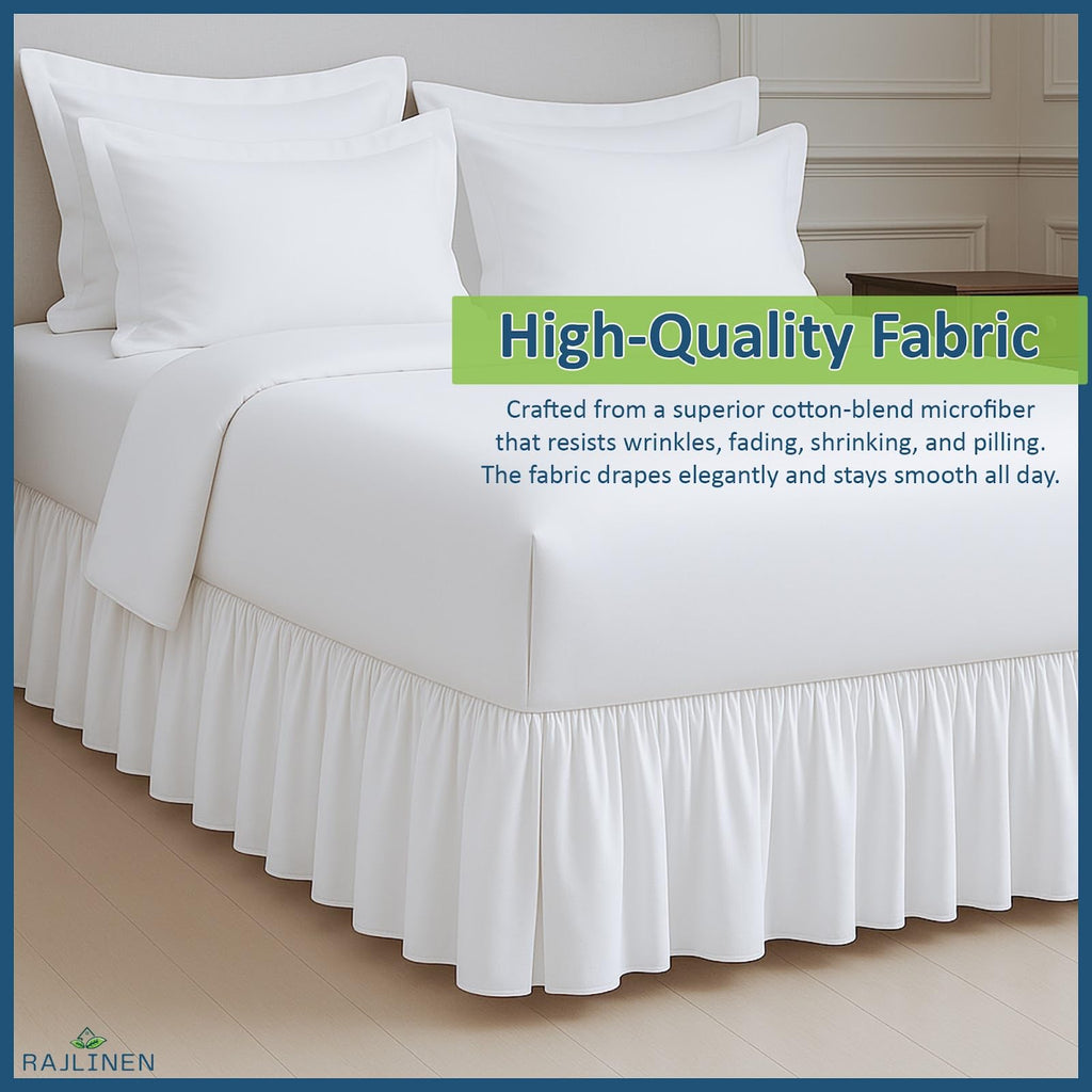 Ruffled Bed Skirt Twin, 18 Inch Drop Dust Ruffle with Split Corners, 100% Microfiber Bedskirt with Platform