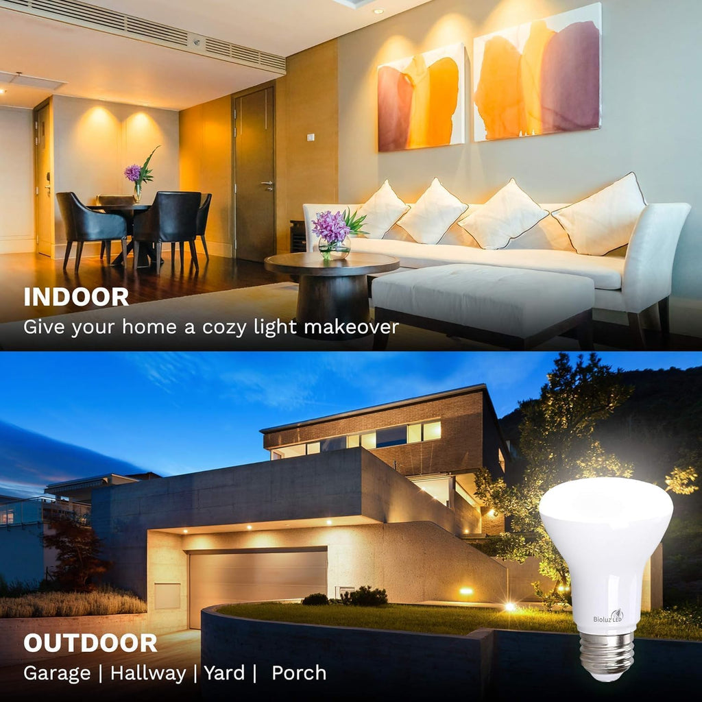 4 Pack BR20 LED Bulbs Indoor Flood Light R20 Dimmable High CRI 2700K Warm White, 50 Watt Equivalent Uses 7W, 540