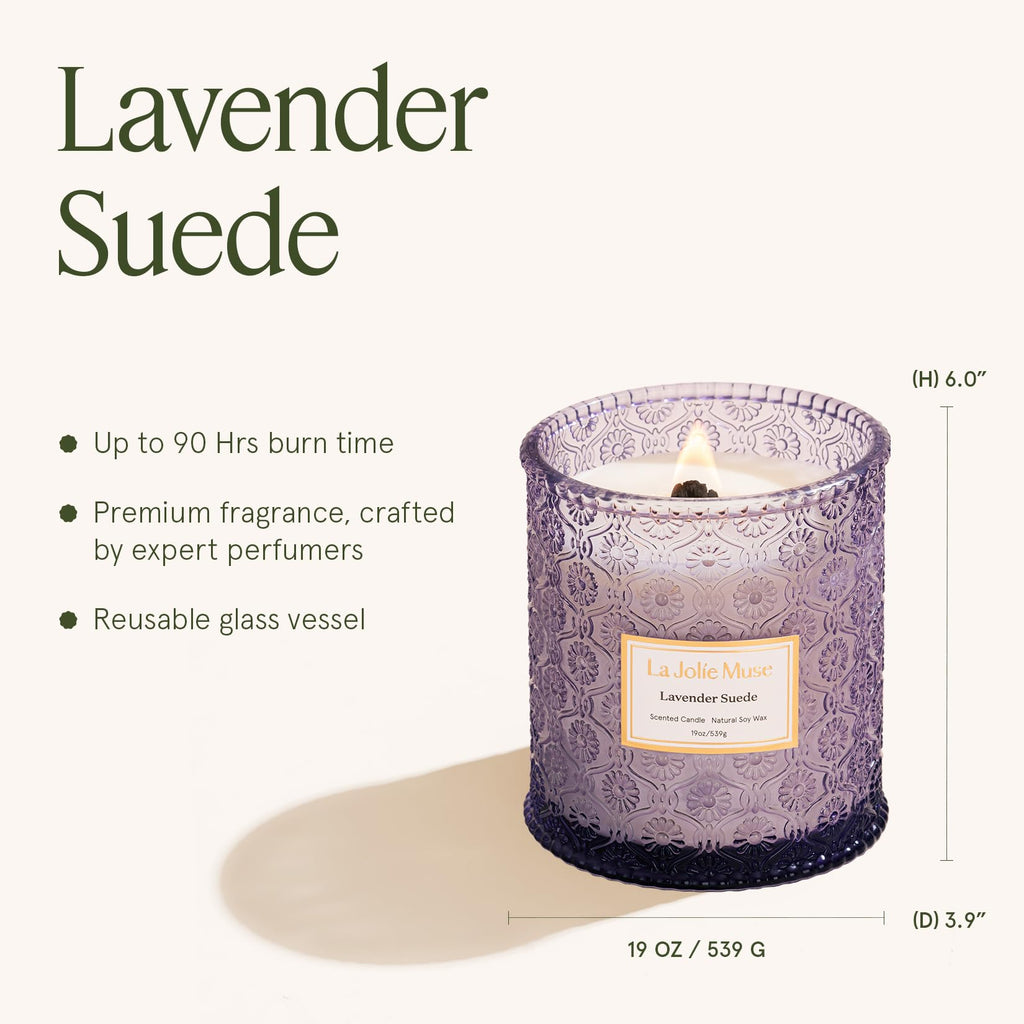 Suede Scented Candles, 19 oz Natural Soy Wax