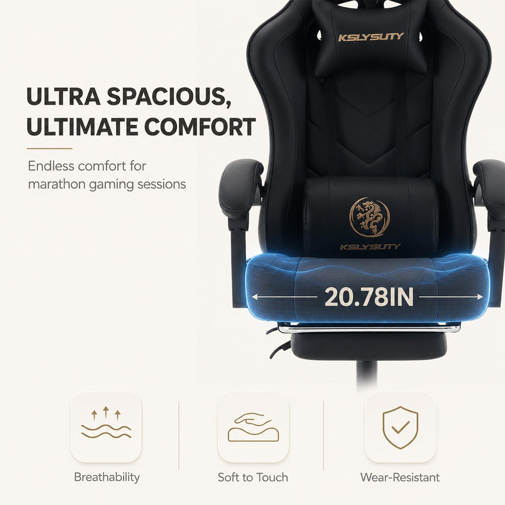 Office Desk Computer Gaming Chair for Adults, Ergonomic High Back Gamer Chair with Massage and Pocket Spring Cushion