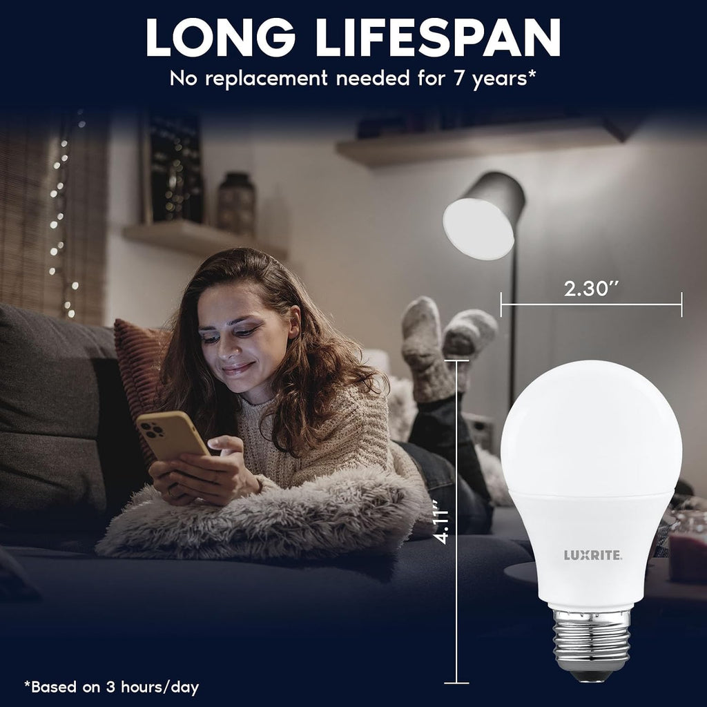 A19 LED Light Bulb 75 Watt Equivalent, 4000K Cool White, 1100LM, Non-Dimmable, Standard LED Light Bulbs, 9.5W, E26