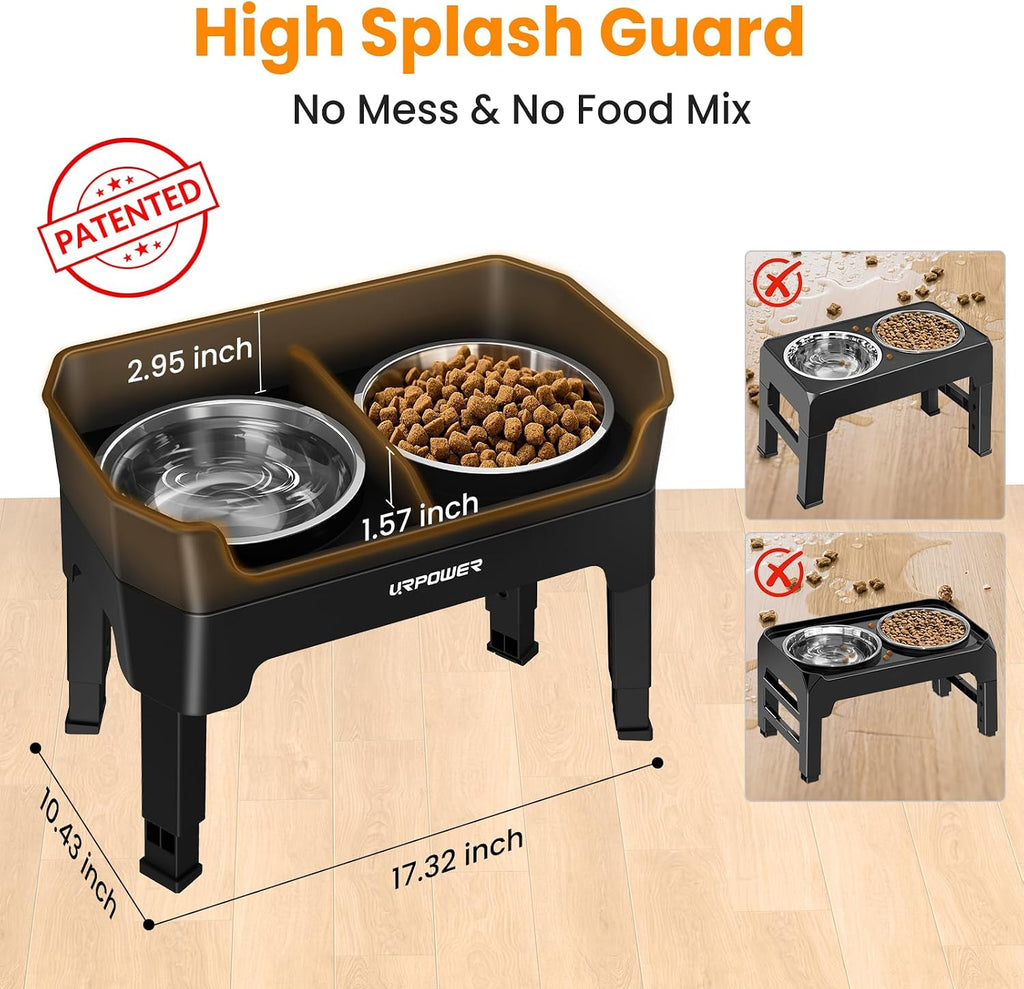 Elevated Dog Bowls, 3-in-1 Double Deck Raised Dog Bowl Stand