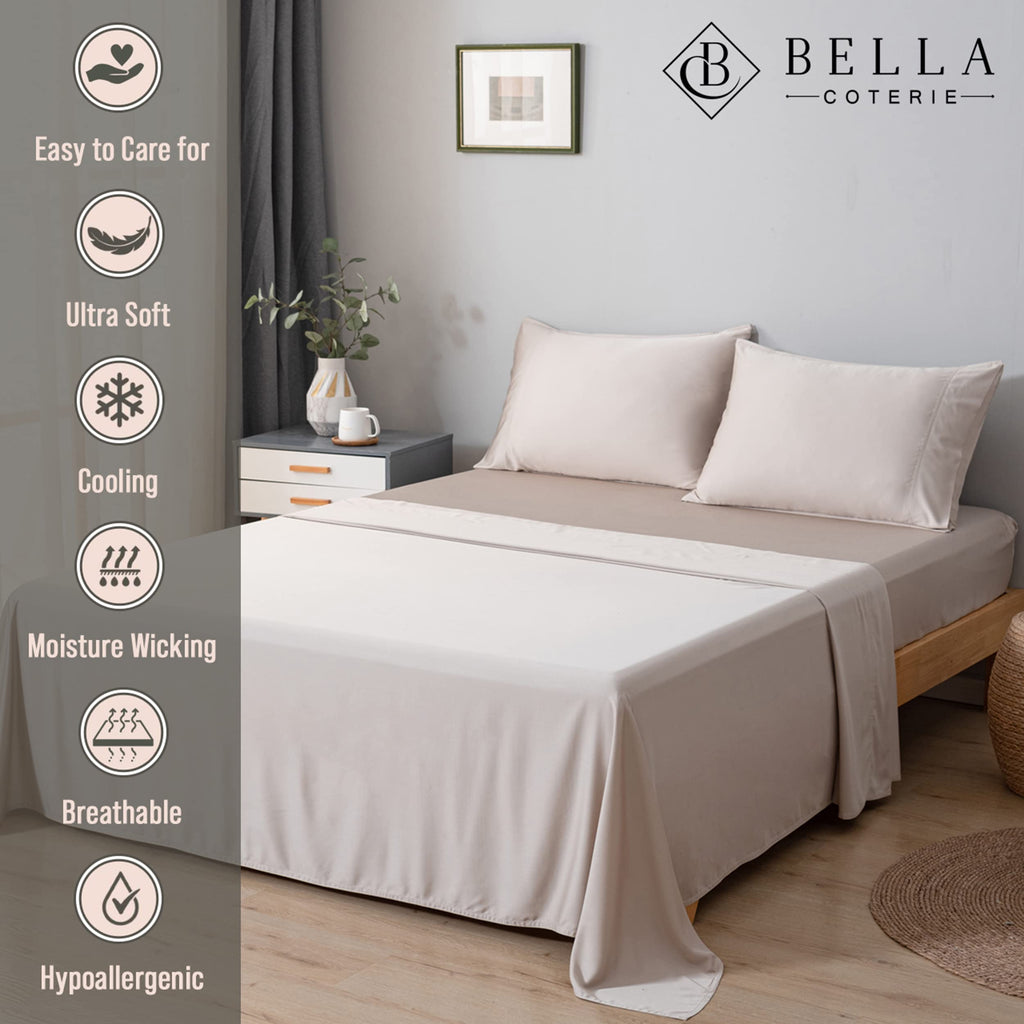COTERIE Luxury Bamboo Viscose King Size Sheet Set