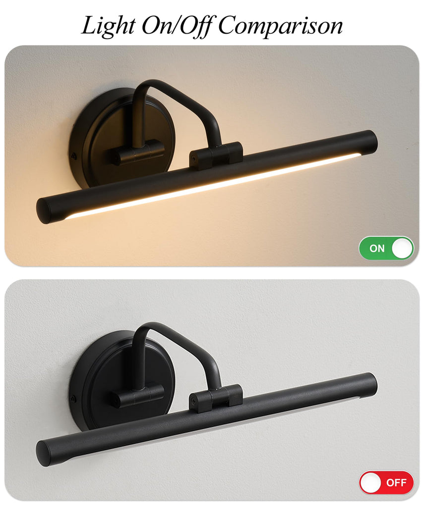 Hardwired Picture Light for Wall, 16 Inch Modern Brass Dimmable Frame Light with Adjustable Swing Arm, 3CCT LED Art