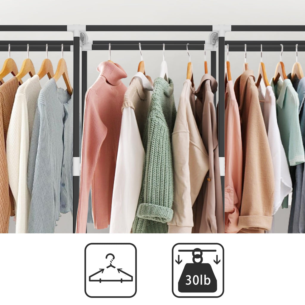 Portable Closet, Wardrobe Closet with 3 Hanging Rods and 6 Storage