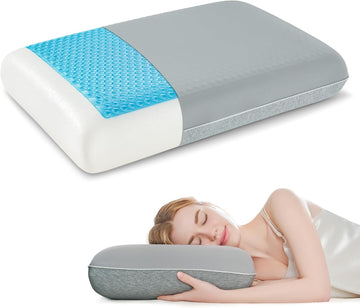 Gel Cooling Pillows for Hot Sleepers, Cooling Memory Foam Pillow with Reversible & Removable Cover, Cold Pillow for