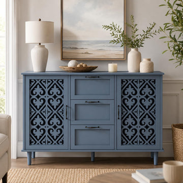 Sideboard Buffet Cabinet with Storage, Modern Farmhouse Kitchen Storage Cabinet with Drawers and Doors, Liquor Coffee