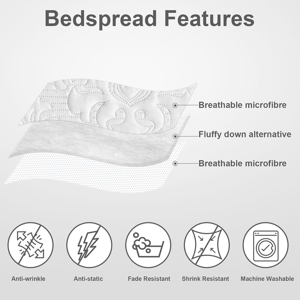 White Quilt California King - Ultrasonic Summer Bedspread California King, Soft Lightweight Coverlet Bedding Set, 3