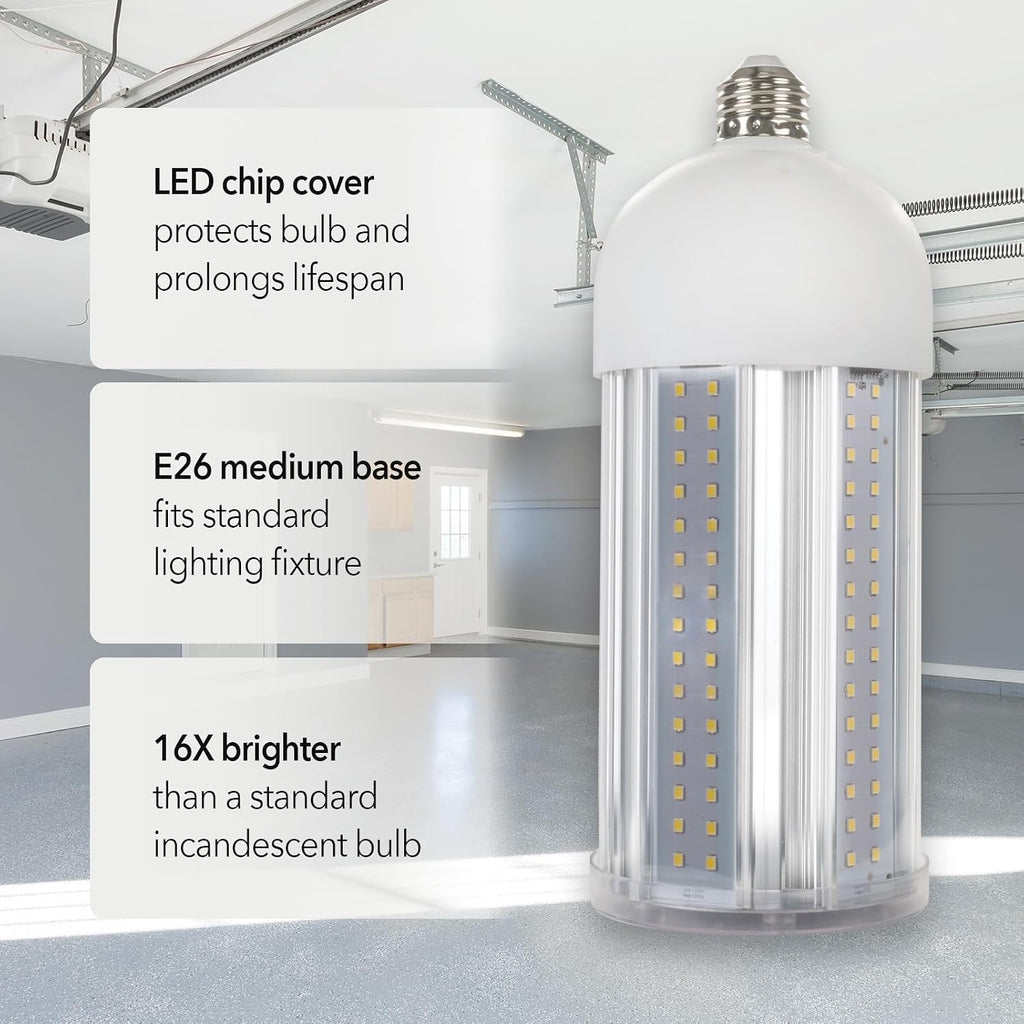 LED Corn Cob Bulb, 100W (500W Equivalent), 10,000 Lumen, Daylight 5000K, E26 Base Energy Saving LED Light for Indoors