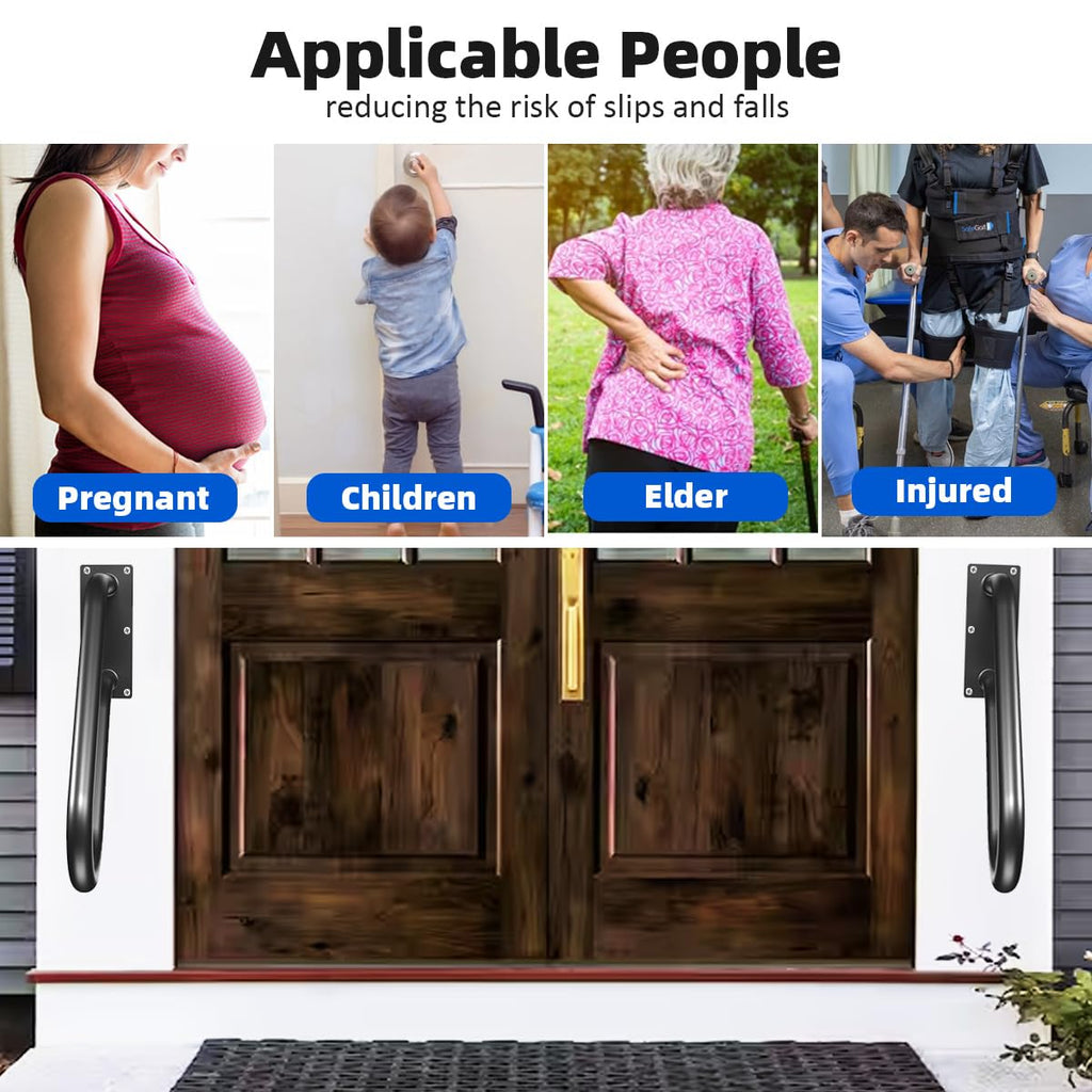 Handrails Wall Mount Stair Safety Handle Non-Slip Step Metal U-Shape Grab Yard Mounted Garage Porch Garden Hand