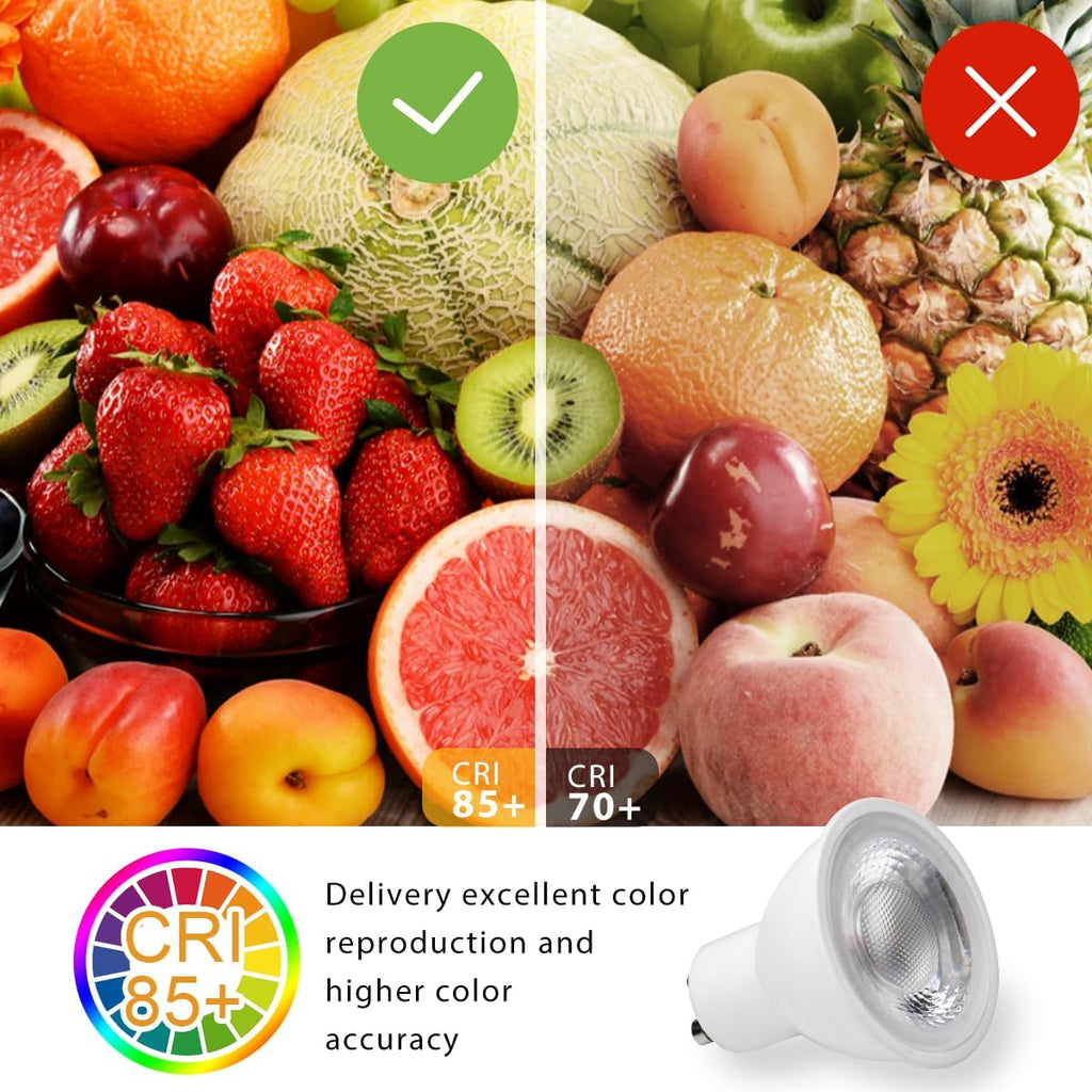 GU10 COB LED Light Bulbs Dimmable GU10 Bulb Replacement for Recessed Track Lighting 5W LED Bulbs with 40° Flood Beam