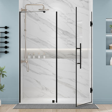60-60.5" W x 72" H Frameless Glass Shower Door Adjustable, Hinged Shower Door with Ultra Clear Tempered Glass